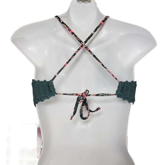 Xhilaration Green Crotchet Tie Bikini Top Sz M - Picture 2 of 5